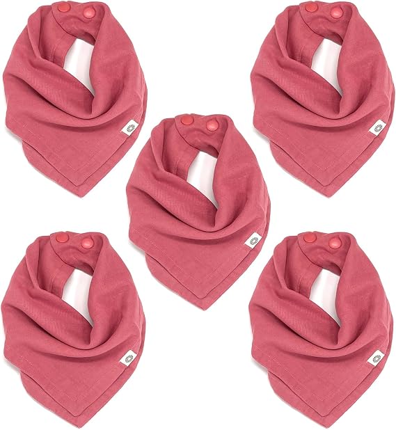 Indi Organic Baby Bandana Bibs Fairtrade 4-Way Reversible Drool Bibs 5PK