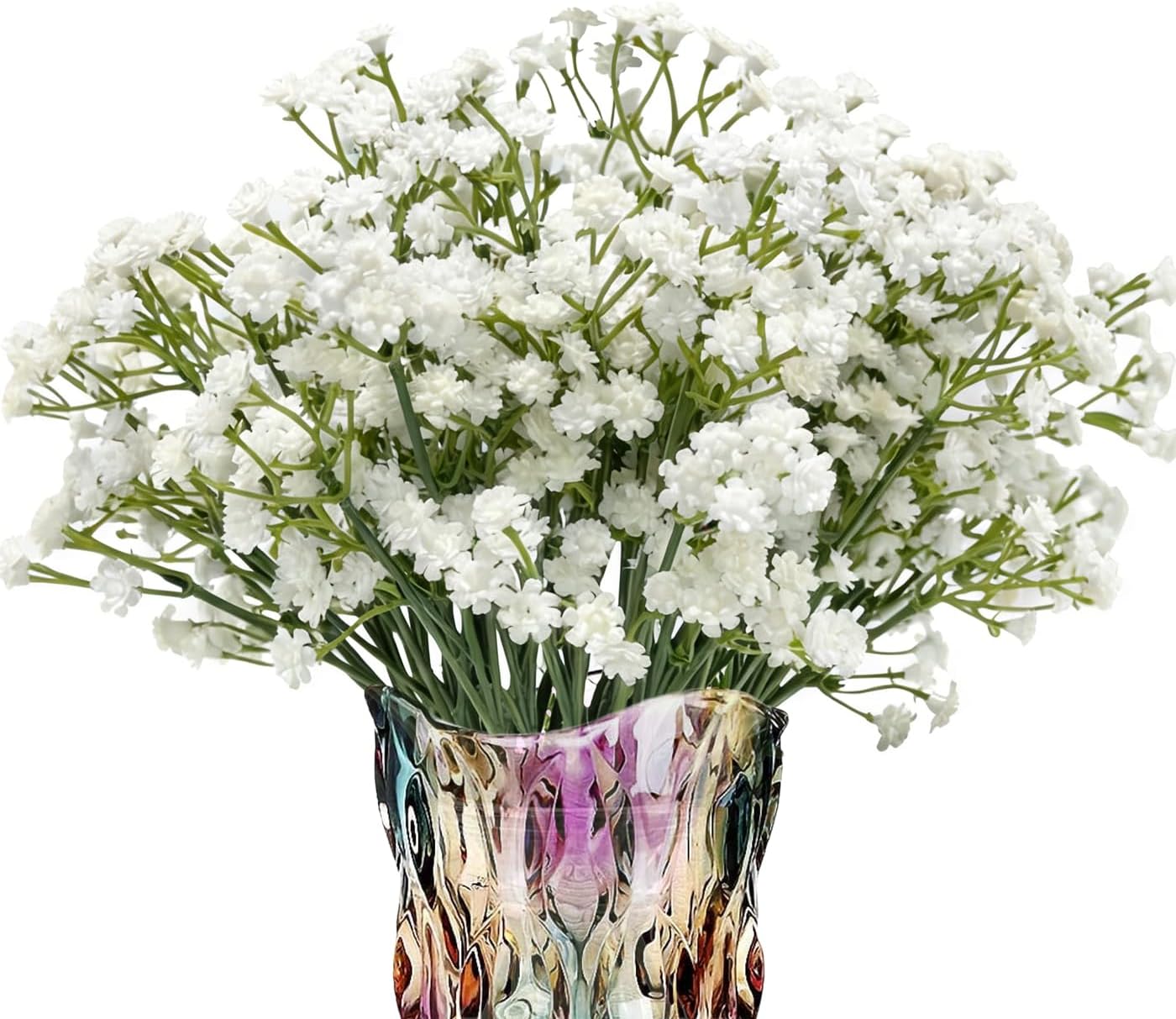 7-Pcs 21” Secure-Stem Realistic Artificial White Babys Breath (Gypsophila) Flowers with No-Shedding Design — Perfect for Wedding Centerpieces, Home Decor & Vase Fillers