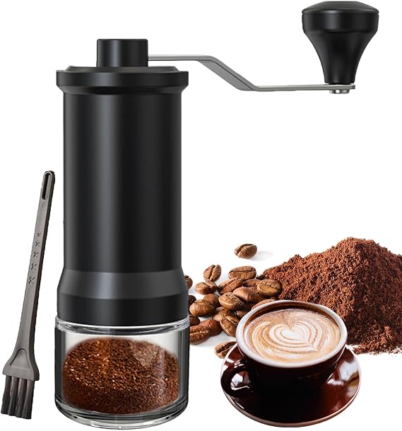 Manual Coffee Grinder, Ceramic Burr Coffee Grinder Manual Adjustable for Fine/Coarse Grind, Portable Spice Grinder with Cleaning Brush for Home, Travel, Camping