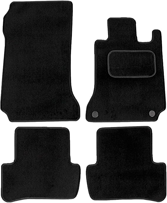 Custom Fit Black Carpet Car Floor Mats for Mercedes C-Class 2007 to 2014 | 4 Piece Set with Anti-Slip Backing