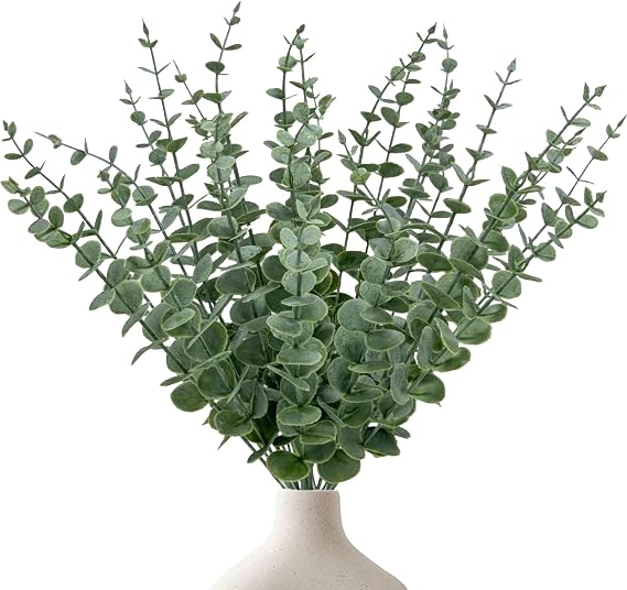 25Pcs Artificial Eucalyptus Stems, Realistic Fake Eucalyptus Branches for Home Decor, Wedding Centerpiece, Christmas Table Decoration, Centerpiece Greenery Arrangement