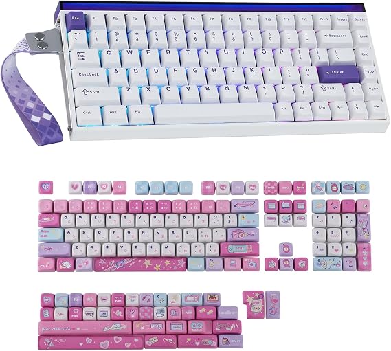 MechLands Aula Hero84 HE Wired Magnetic Gaming Keyboard with KiiBoom X Elyxirine Digital Dreams: Pastel Y2K Keycap Set