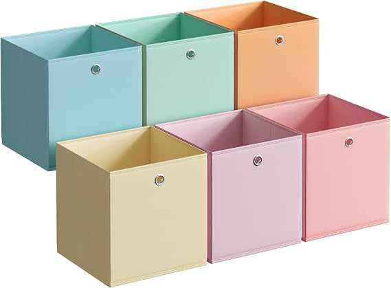 SONGMICS Storage Cubes, Set of 6, Collapsible Storage Boxes,26 x 26 x 28 cm