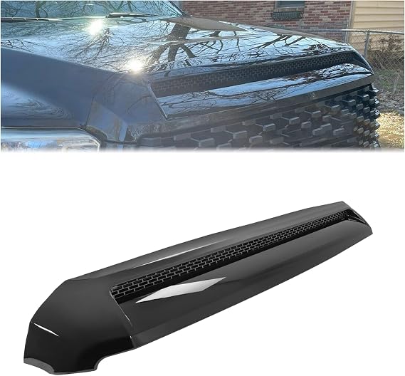 HECASA Hood Scoop Compatible with 2014-2021 Toyota Tundra Replacement for 761800C030 TO1231102 REPT133702 Front Black Upper Grille Bulge Molding Platinum Style