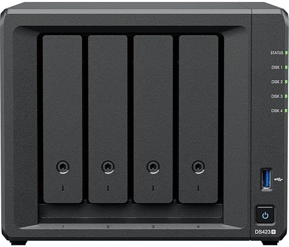 Synology DiskStation DS423+ NAS Server with Celeron 2.0GHz CPU, 6GB Memory, 8TB SSD Storage, 1TB M.2 NVMe SSD, 2 x 1GbE LAN Ports, DSM Operating System