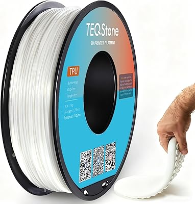 TPU Filament 1.75mm White 1Kg Spool 95A Flexible Soft 3D Printer Filament Consistent Diameter -0.03mm in Vacuum Package