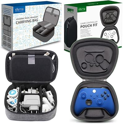 sisma Charging Cords Chargers Battery Travel Organizer Grey  Xbox Series X|S Controller Travel Case Black