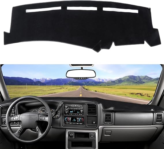 POSAID Dashboard Dash Board Cover Mat Carpet for 1999-2006 Chevrolet Silverado GMC Sierra, 2000-2006 Chevy Avalanche Tahoe Suburban GMC Yukon Pickup, Black