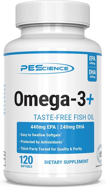 PEScience Omega-3+ Fish Oil Supplement, 60 Servings, 120 Capsules
