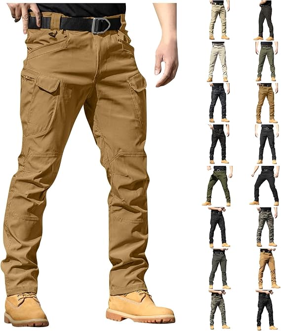 Tactical Pants for Men Water Resistant Ripstop Camo Cargo Pants Lightweight Quick Dry Hiking Work Pant Multi Pockets