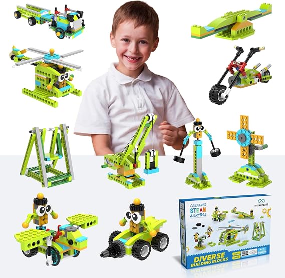 Makerzoid Building Robot Kit 370+ Educational DIY Building Blocks 100+ Model STEM Robot Toy for Kids 6+ Year Old Birthday Christmas Graduation Gift Boys Girls