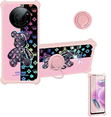Case Compatible for Sharp Leica Leitz Phone 1 5g Phone Case Cover [with 1 Tempered Glass Screen Protector][Hard PC  Soft Silicone][Ring Support] [Colorful Reflect Light] IMDF-JXX