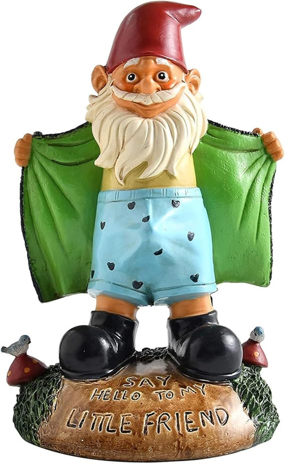 Sexy Gnome Statues, 5.9 Ih Resin Funny Garden Gnomes, Full Color Say Hello to My Little Friend, Reusable Naughty Gnomes, For Gnome Lovers Lawn Yard Porch, Green