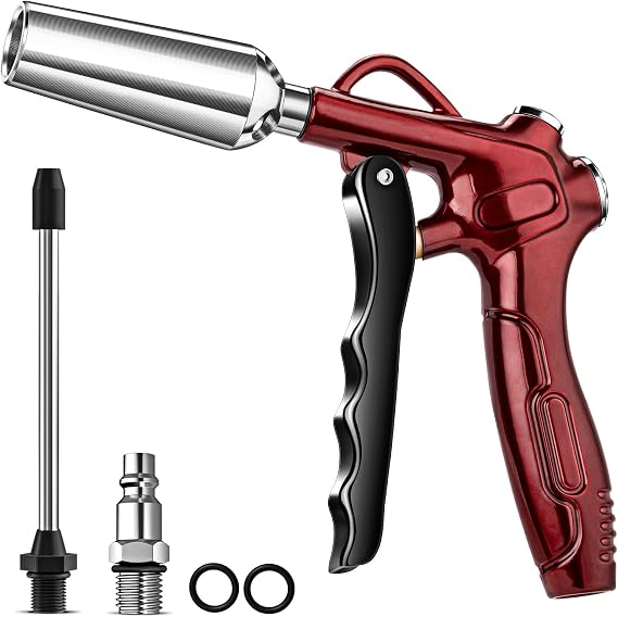 Retro Red Air Blow Gun with Air Nozzle, 4.9" Extension & Quick Plug