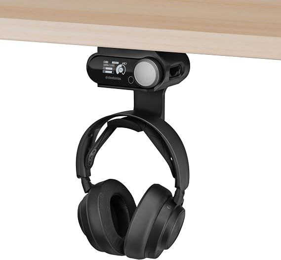 Under Desk Headphone Hanger Stand for Steelseries Arctis Nova Pro, Elite and Pro Omni Wireless Headsets with Dock for the Wireless Base Station by Brainwavz (HPS02)