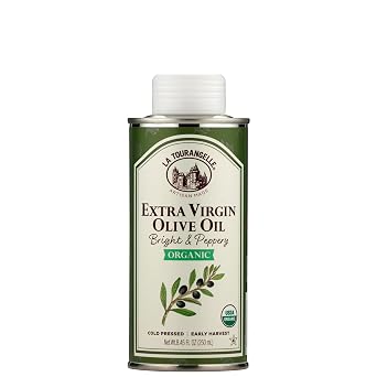 La Tourangelle, Organic Extra Virgin Olive Oil, Cold-Pressed Early Harvest EVOO from Spain, Bright & Peppery, 8.45 fl oz - Spanish with Polyphenols for Cooking, Drizzling, Marinades, and Dipping
