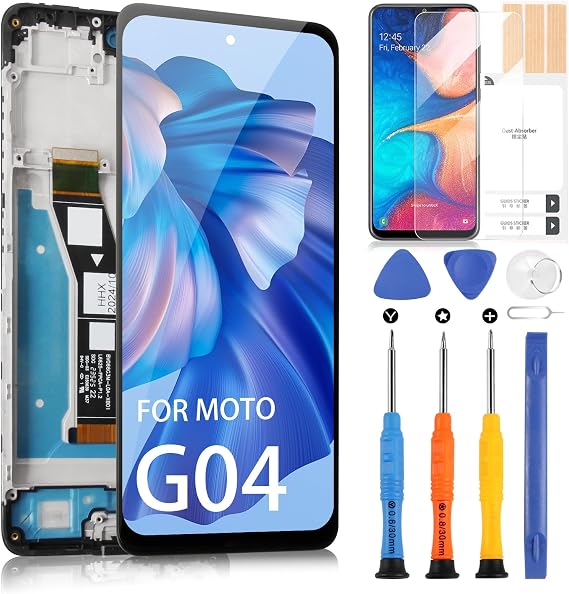 for Motorola Moto G04 / G24 / G24 Power LCD Display - for Moto G04 LCD Touch Screen Replacement for Motorola G04 XT2421-2 XT2421-3 XT2421-8 XT2423-1 Digitizer Glass Assembly Kit (with Frame)