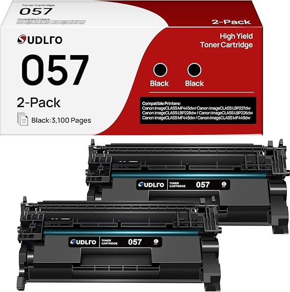 057 Toner Cartridge - Canon 057 Replacement for Canon 057 Toner Cartridge | CRG057 057H to use with Canon MF445dw MF448dw MF449dw LBP226dw LBP227dw Printer (Black, 2-Pack)
