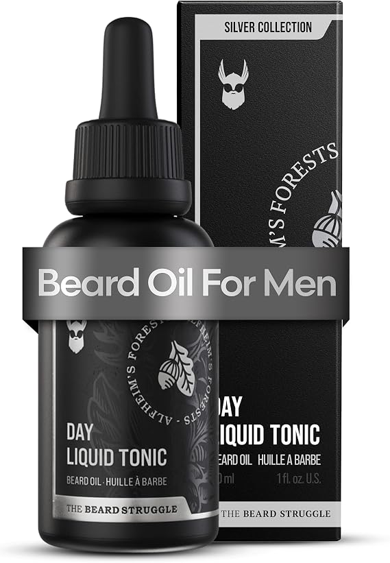 The Beard Struggle - Day Liquid Tonic Beard Oil - Silver Collection (Alfheim's Forests) - Beard Oil for Men - Moisturize, Softens Hair, Reduces Itch - Day Time Beard Growth Oil (30 ml)