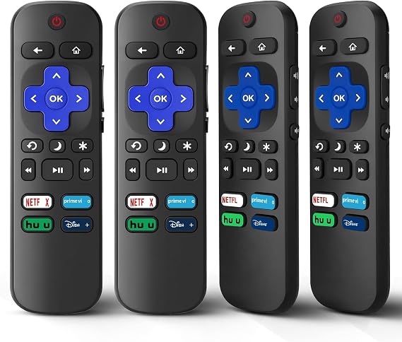 4 Pack Replacement Remote Control for Roku TV | Compatible with TCL/Hisense/Sharp/Philips/Onn/Westinghouse/Insignia/Element TLC Roku Smart TV,