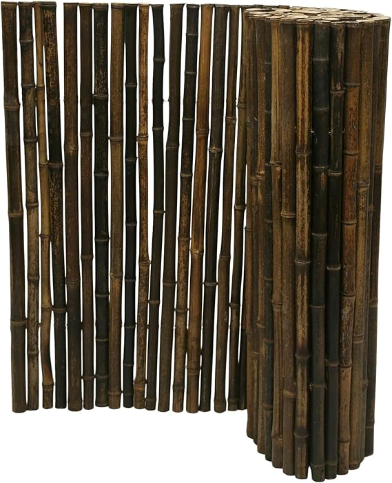 Forever Bamboo Natural Bamboo Fencing Garden Screen Rolled Fence Panel Black 0.75 in D x 3 ft H x 8 ft L