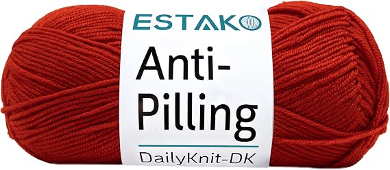 Estako DailyKnit-DK Anti-Pilling Acrylic Yarn, Soft Baby DK Weight 3, Red