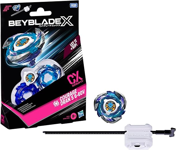 Bey Blade X Courage Dran S 6-60V CX Starter Pack Set, Attack Type Top and Launcher; Authentic Takara Tomy Battle Tops Games, Toys for Boys and Girls 8+
