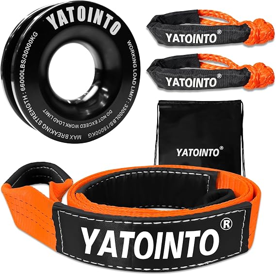 Snatch Block Ring, Soft Shackle 1/2'' and Recovery Ring, Tree Saver Strap | Winch Accessories for SUV ATV UTV Recovery Kit