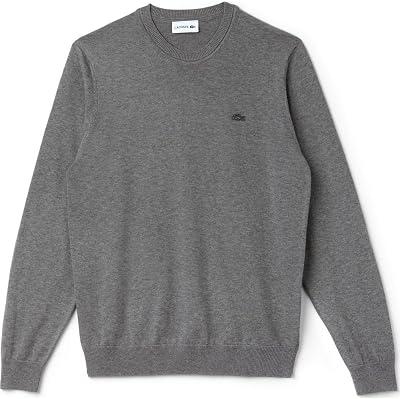 Lacoste Mens Cotton Jersey Crewneck Sweater with Pique Stitch Details Sweater