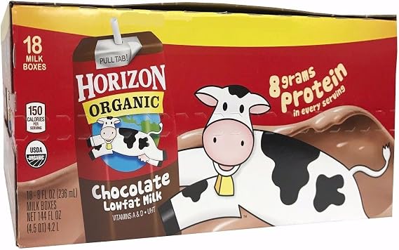 Horizon Organic Lowfat Milk, Chocolate, 8 Fluid Ounce (18 Count)