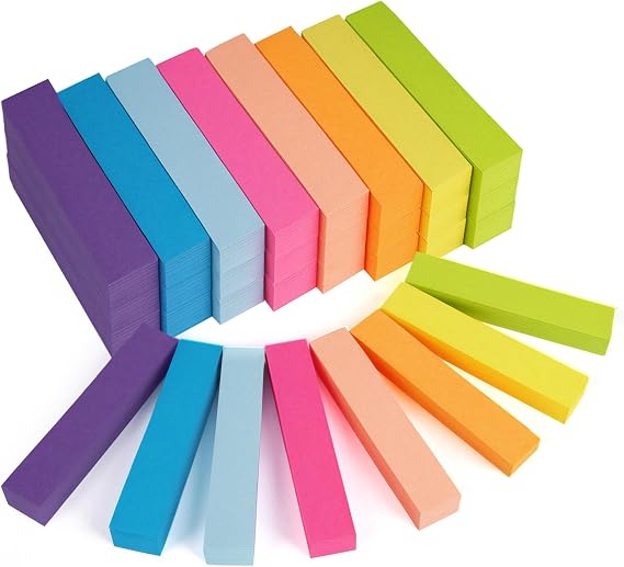 Sticky Notes Small 3 x 0.63in,2400 Sheets 8 Bright Color Sticky Tab,100 Sheets/Pad Mini Self-Stick Notes Writable,Repositionable for Annotation,Classification,School,Office,Planning