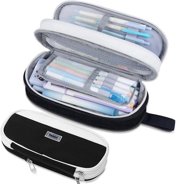 Sooez Large Pencil Case, Expandable Pencil Bag Pouch, Pen Bag with Zipper
