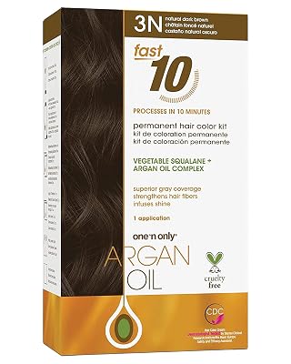 One N Only Fast 10 Permanent Hair Color Kit - Hair Dye for Women with Argan Oil to Maintain Moisture Balance - Advanced Micro-Pigments for Natural Tones 3N Natural Dark Brown