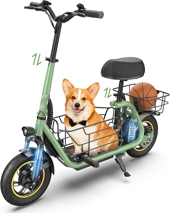 Urbanmax C1Pro Electric Scooter for Adults with Seat, Scooter Bike 19MPH 25 Miles Range, 12" Pneumatic Tires, Dual Suspension, Foldable Commuting E-Scooter with Basket, UL2272 Certified