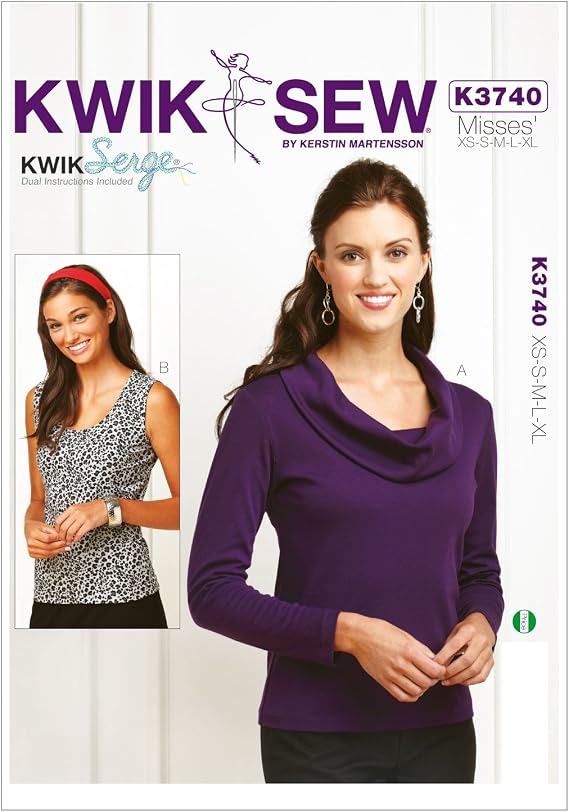 Kwik Sew K3740 Tops Sewing Pattern, Size XS-S-M-L-XL