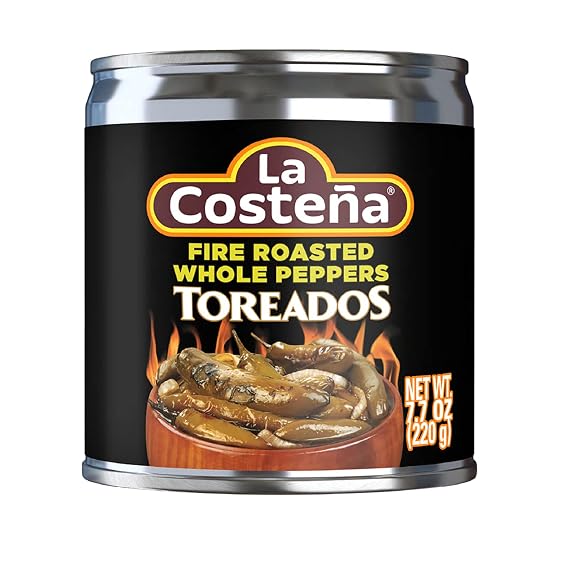 La Costena Whole Serrano Pepper Toreado - Fire Roasted - 7.7oz, 6 Pack
