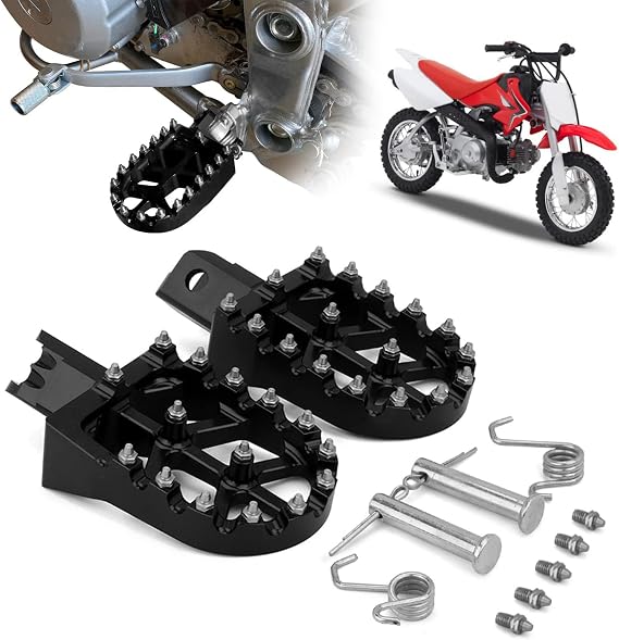 AnXin Foot Pegs Motorcycle Universal CNC Footpeg for CRF XR CR 50-125cc CT200U Mini Bike SSR Apollo RFZ TaoTao Lifan Kayo Coolster Pit Bike - Black