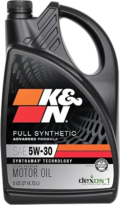 K&N Motor Oil: 5W-30 Synthetic Engine Oil: Premium Protection, High Mileage, 5 Quarts