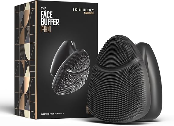MANSCAPED The Face Buffer PRO - Men's Electric Silicone Face Scrubber for Nourishing, Deep Cleaning & Exfoliating Your Skin, 3 Facial Cleansing Modes & 2 Sonic Vibration Speeds, Travel Lock