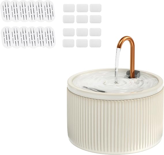 MISFANS Cearmic Cat Water Fountain with 12 Packs Cat Water Fountain Filters