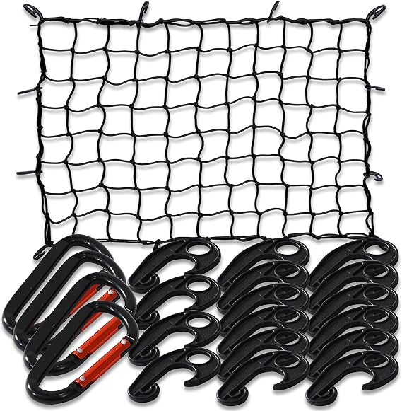 3' x 4' Cargo net Bungee Nets Stretches to 6' x 8',Small Truck Bed Cargo Net for Cars SUVs, for Frontier, Toyota Tacoma Short Bed Cargo Netting, Colorado & Subaru Accessories