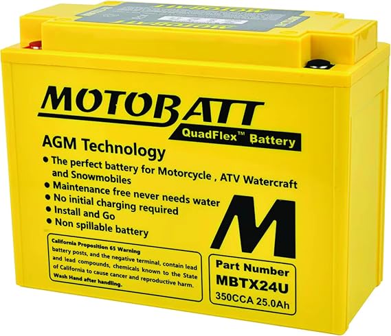 MotoBatt DB Electrical MBTX24U New Battery for Motobatt Battery 25Ah,Brp Can-Am,Bimota Spyder,Ducati,Honda,Kawasaki,Yamaha,Artic Cat,Suzuki,Brp Ski-doo SY50-N18L-AT 12N18-3A Y50-N18A-A Y50-N18L-A