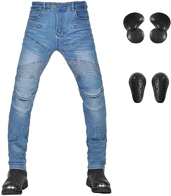 LOMENG Motorcycle Riding Pants Motocross Motorbike Jeans Pants All Season with CE Removable Armored for Men