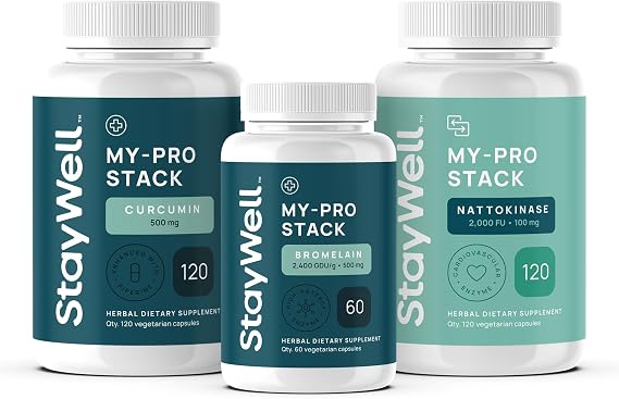 Stay-Well Naturals Spike Protein Supplement | Nattokinase 2000 FU 100mg, Bromelain 500mg, Curcumin 500 mg, 60 Day Supply | Full Protocol of Nattokinase Bromelain Curcumin (3 Bottle Set)