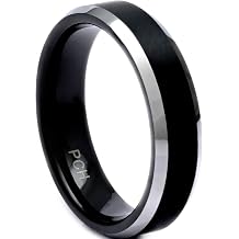 Black Tungsten Ring Wedding Band or Gift 6mm Brushed Finish