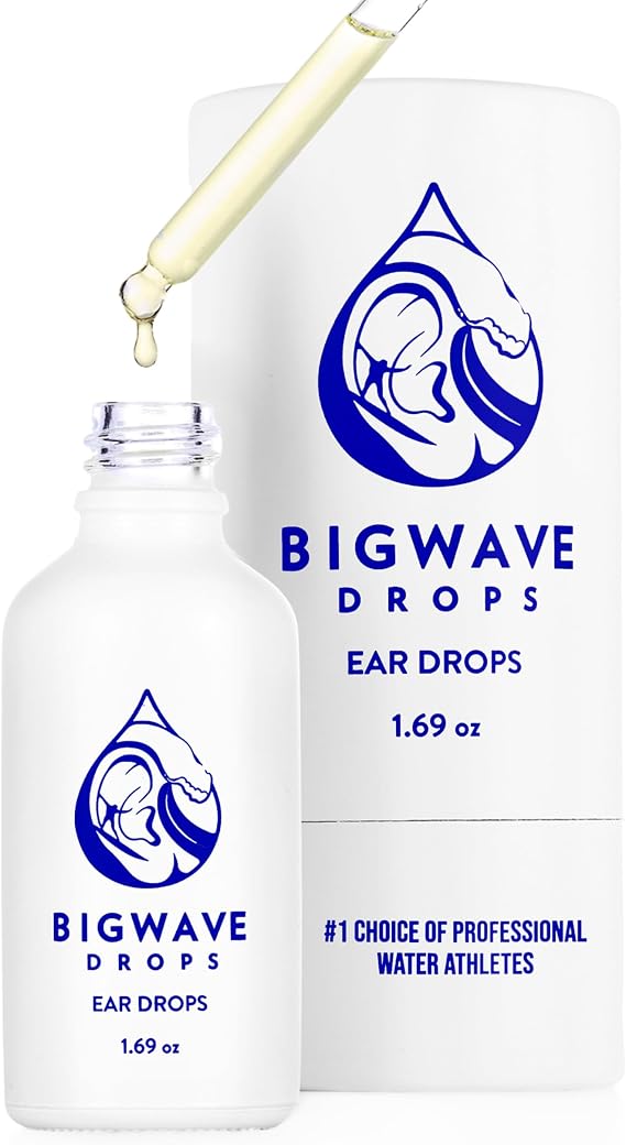 BigWave Drops Fast-Acting Ear Drops for Ear Infections, Athletes Preferred | Bio-Activated Formula for Ear Discomfort, Clogged, and Itchy Ears, 2 oz Recyclable Glass Bottle