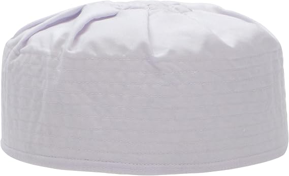 TheKufi White Premium Fabric Kufi Cap - Pleated-top Ijazi Shukr-Style Muslim Prayer Hat Islamic Tabligh Topi for Salah