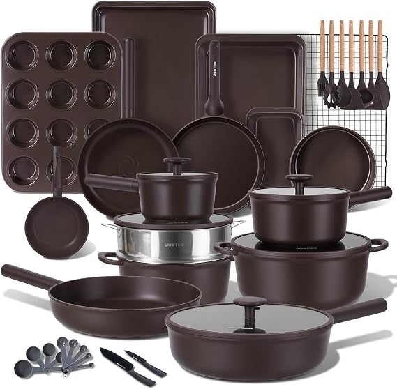 JEETEE Titanium Pots and Pans Set NonStick with Bakeware