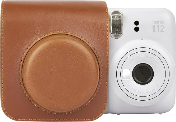 MUZIRI KINOKOO Protective Case for Fuji Instax Mini 12 Instant Film Camera - PU Leather Mini 12 Camera Case Bag with Photo Pocket - with Adjustable Shoulder Strap - Retro Brown