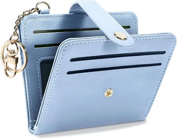 Airkit Small Wallet Women RFID, PU Leather Card Holder with Keychain